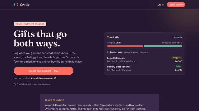 Screenshot of Gratly